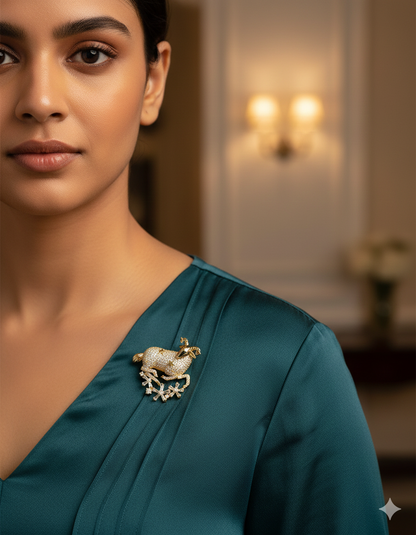 Designer Gold Polish Zirconia Brooch