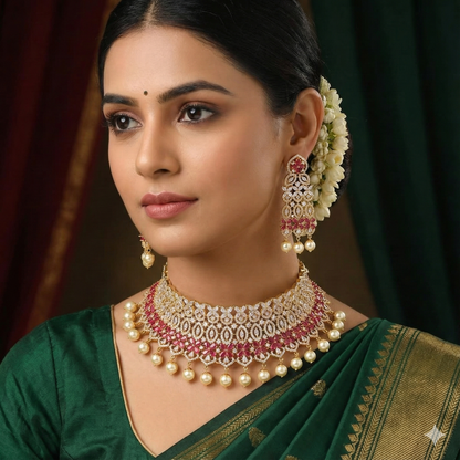 Designer Gold Zirconia Choker Set