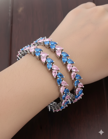 Designer Zirconia Aqua Blue & Baby Pink Bangles