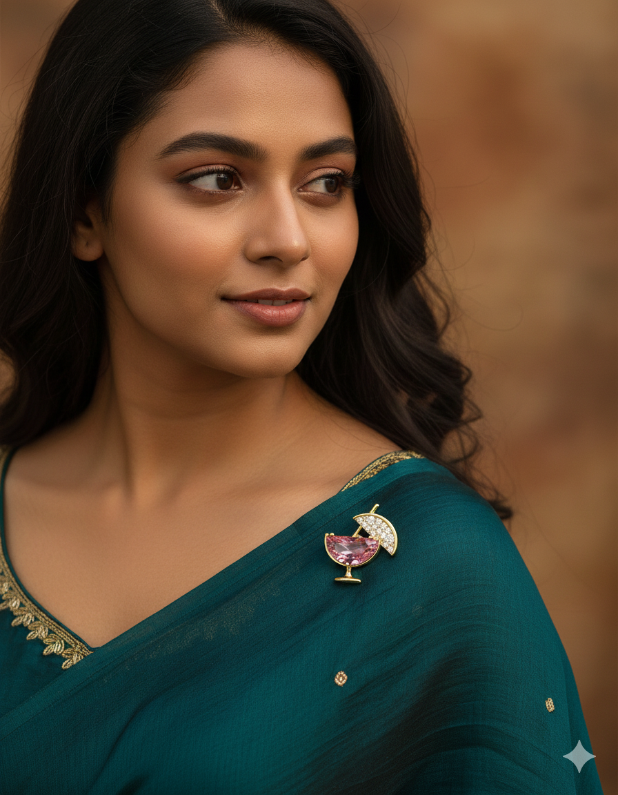 Designer Zirconia Earrings and Brooch Combo