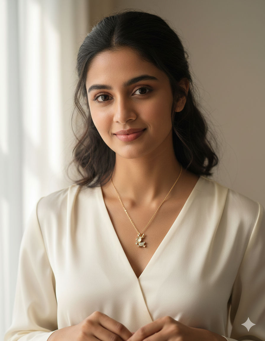 Swarovski Crystal Golden Glimmer Reindeer Chain Pendant