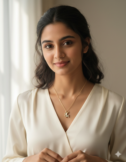 Swarovski Crystal Golden Glimmer Reindeer Chain Pendant