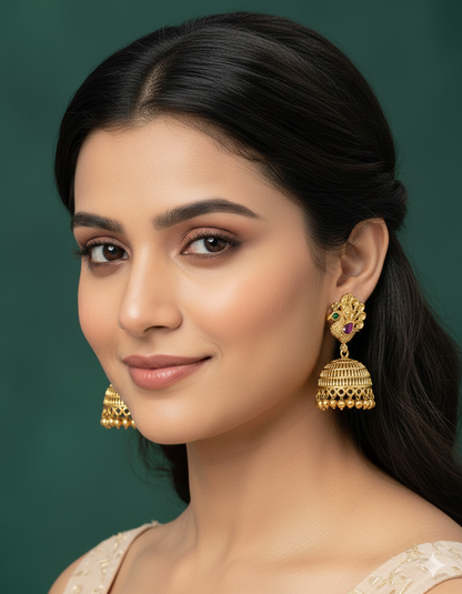 Designer Matt Kempu Beautiful peacock Design Jhumka Earrings
