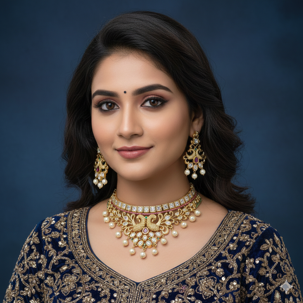 Designer Gold Zirconia Choker Set