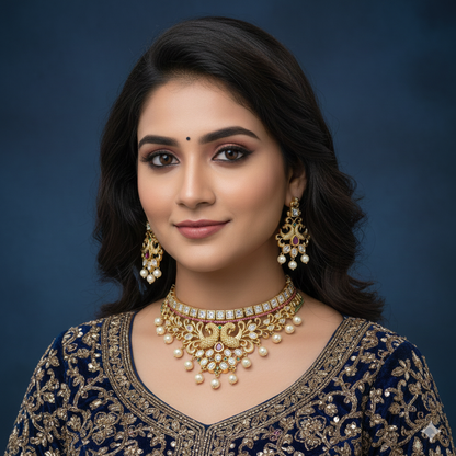 Designer Gold Zirconia Choker Set