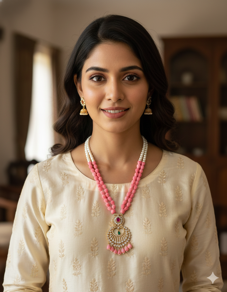 Designer Zirconia Tulips Chain Pendant