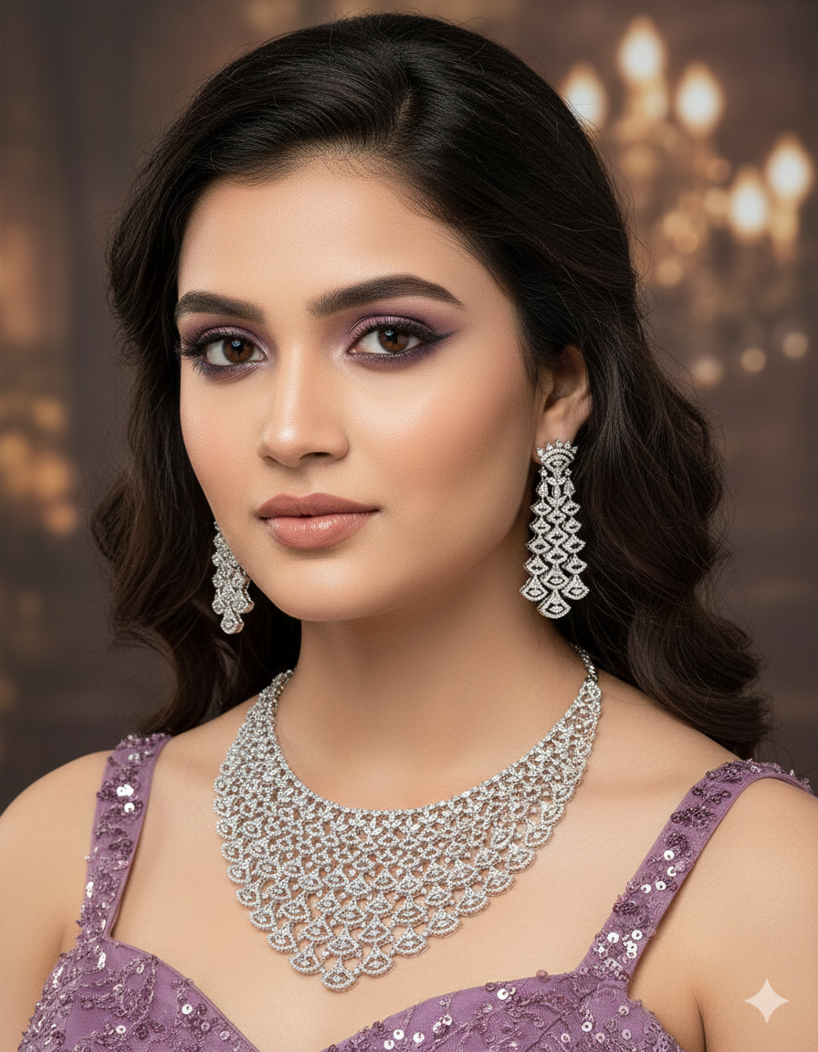 Designer Zirconia Bridal Necklace Set