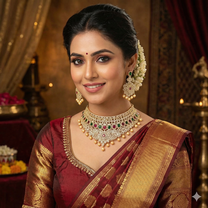 Designer Gold Zirconia Choker Set