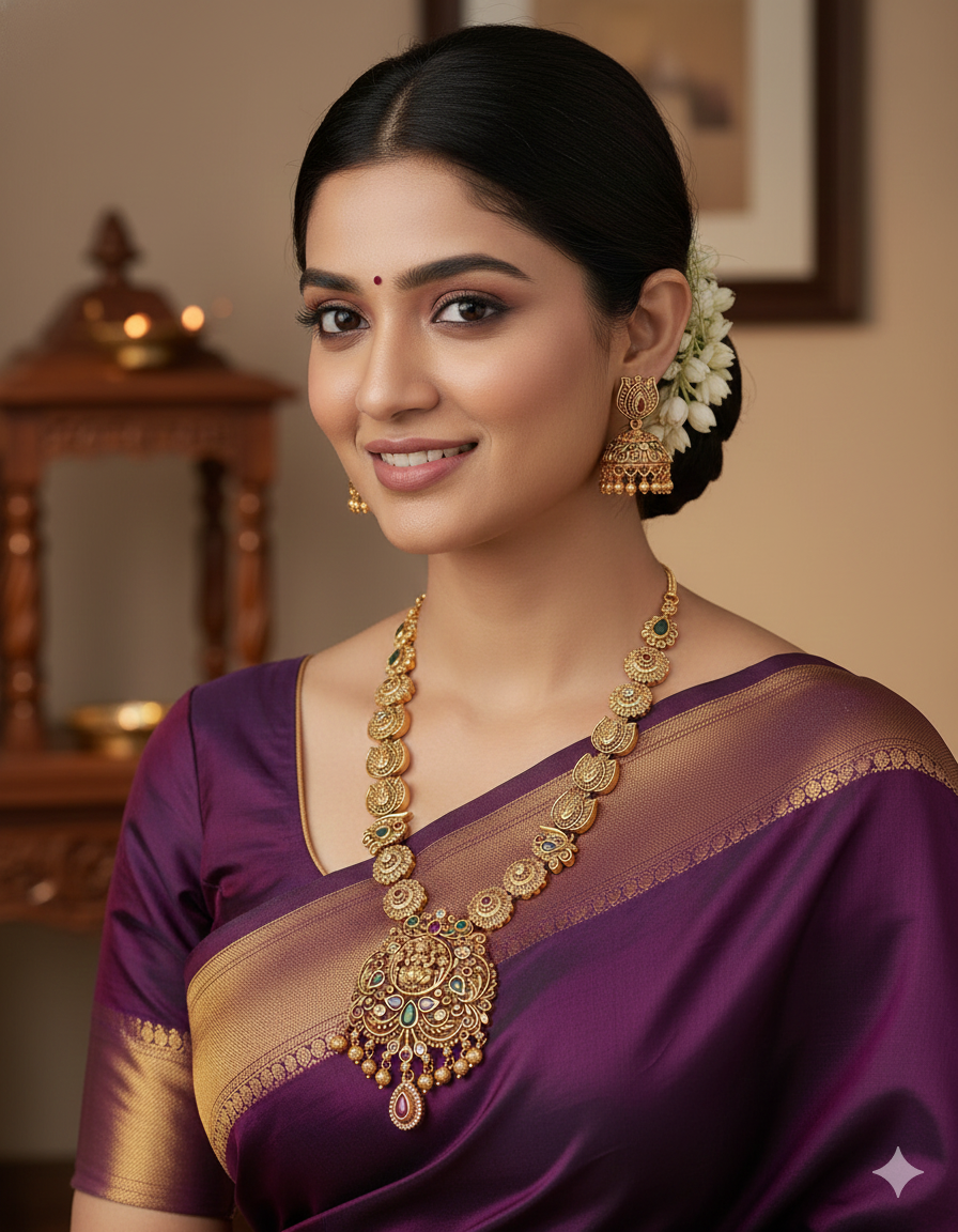 Designer Lakshmi Devi Kempu Necklace Set