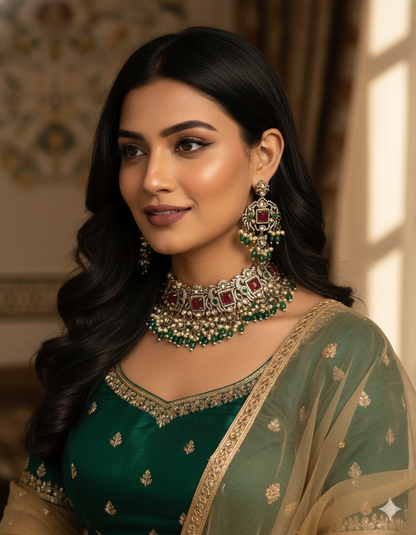 Zirconia Victorian Guttapusalu Choker Set