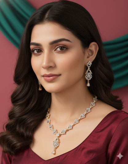 Designer GJ Polish Zirconia Necklace Set