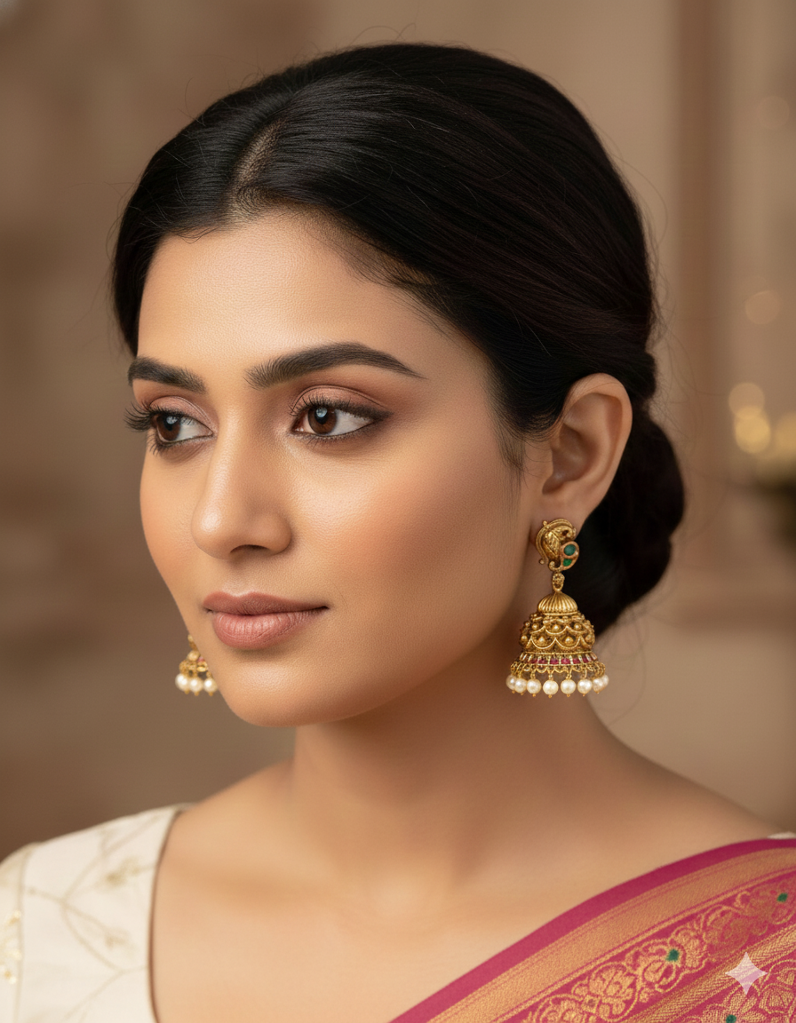 Designer Matt Kempu Beautiful peacock Design Jhumka Earrings