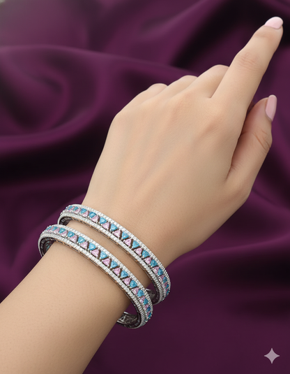 Designer Zirconia Rhodhium Plated Bangles