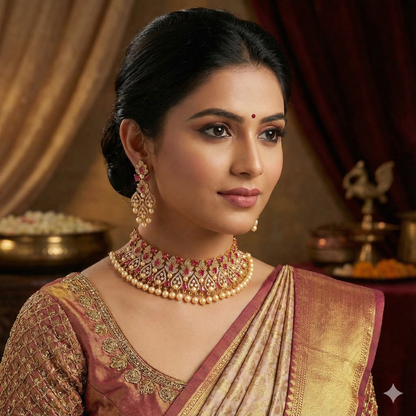 Designer Gold Zirconia Choker Set