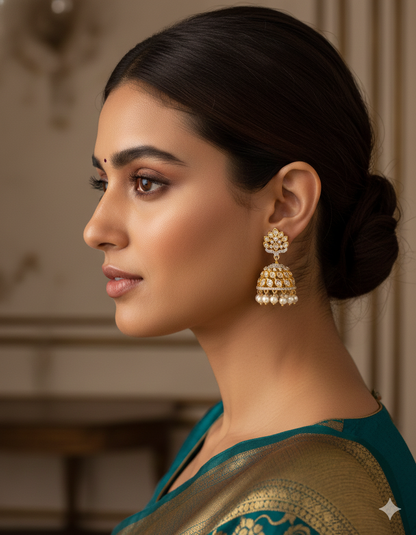 Designer Zirconia Floral Radiance Jhumka