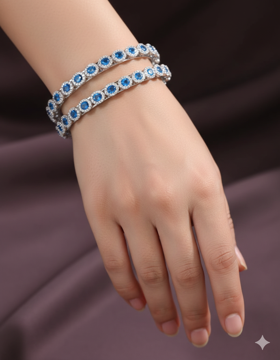 Designer Zirconia SkyBlue Bangles