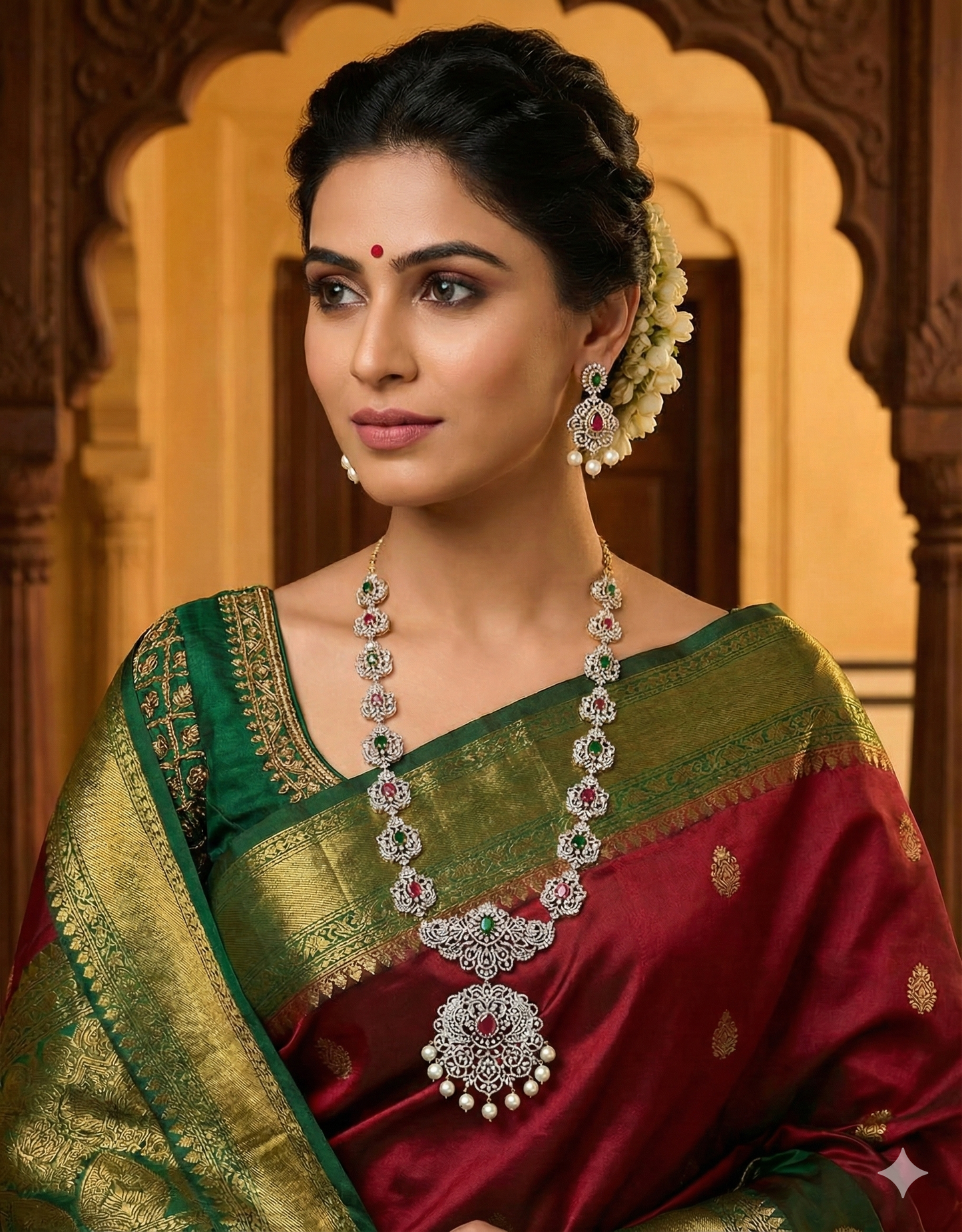 Designer GJ Polish Zirconia Long Haaram