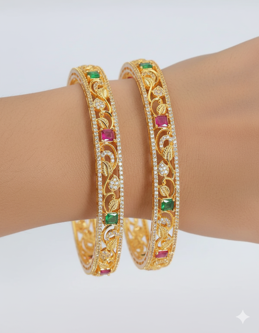 Designer Zirconia Gold Plated Bangles