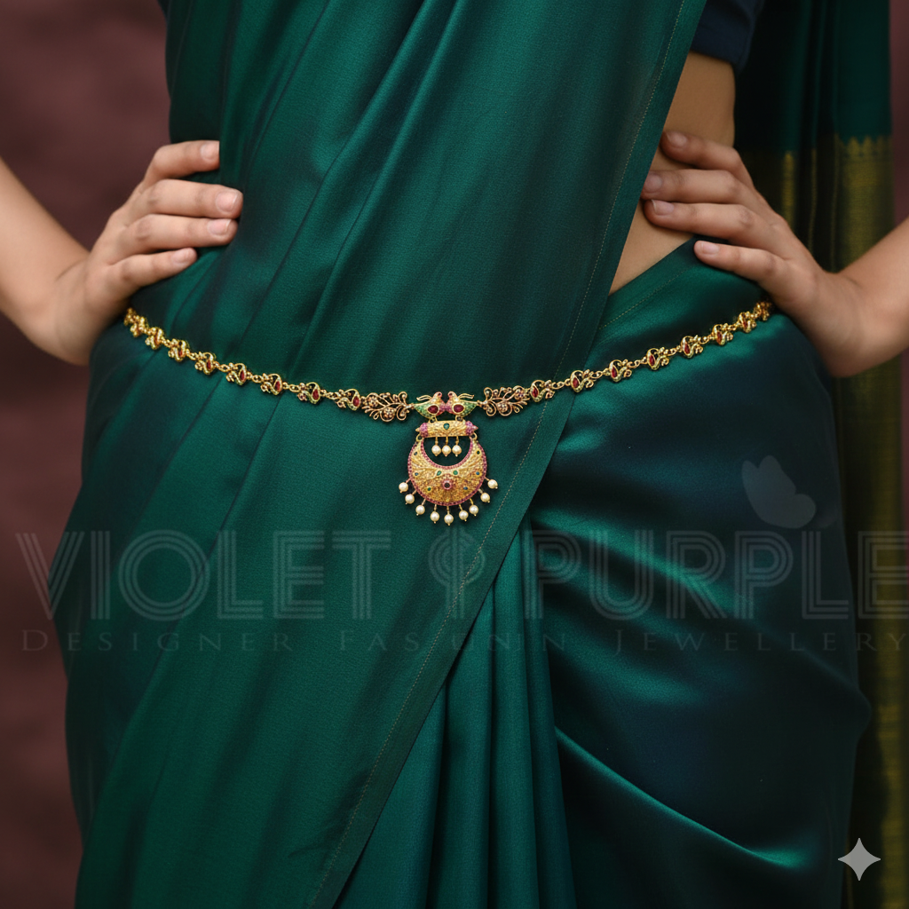 Elegant Crescent Moon Matt Chain Vaddanam