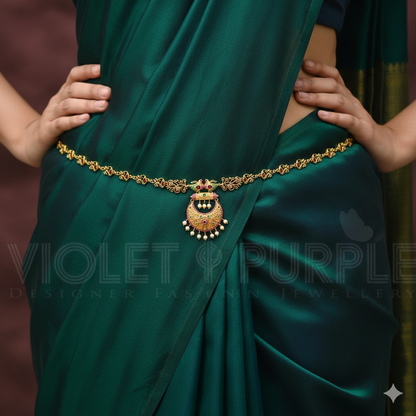 Elegant Crescent Moon Matt Chain Vaddanam