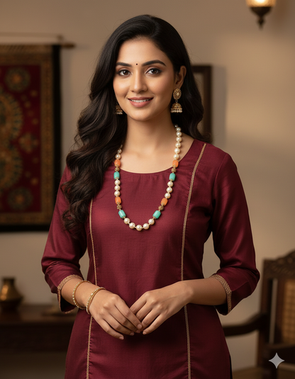 Designer Pearl and Tube Beads Mala