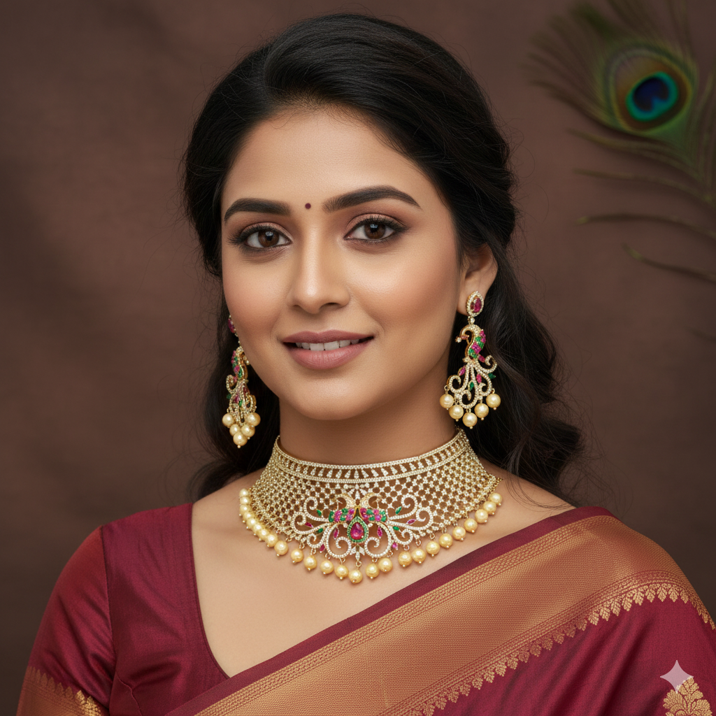 Designer Gold Zirconia Choker Set