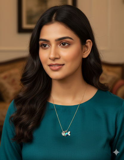 Designer Swarovski Crystal Sparkle Fish Chain Pendant