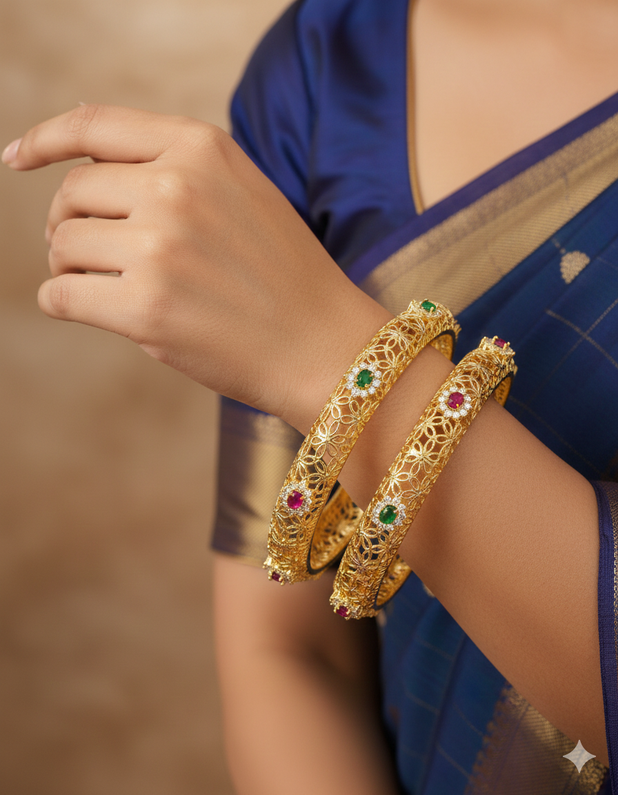 Designer Zirconia Gold Plated Bangles