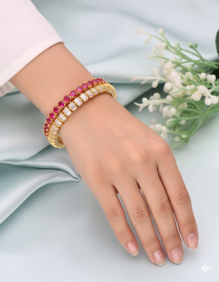 Designer Zirconia Gold Plated Bangles