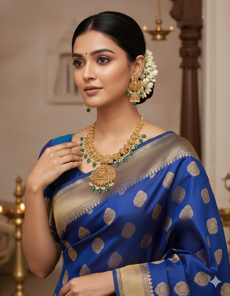 Designer Lakshmi Devi Kempu Necklace Set