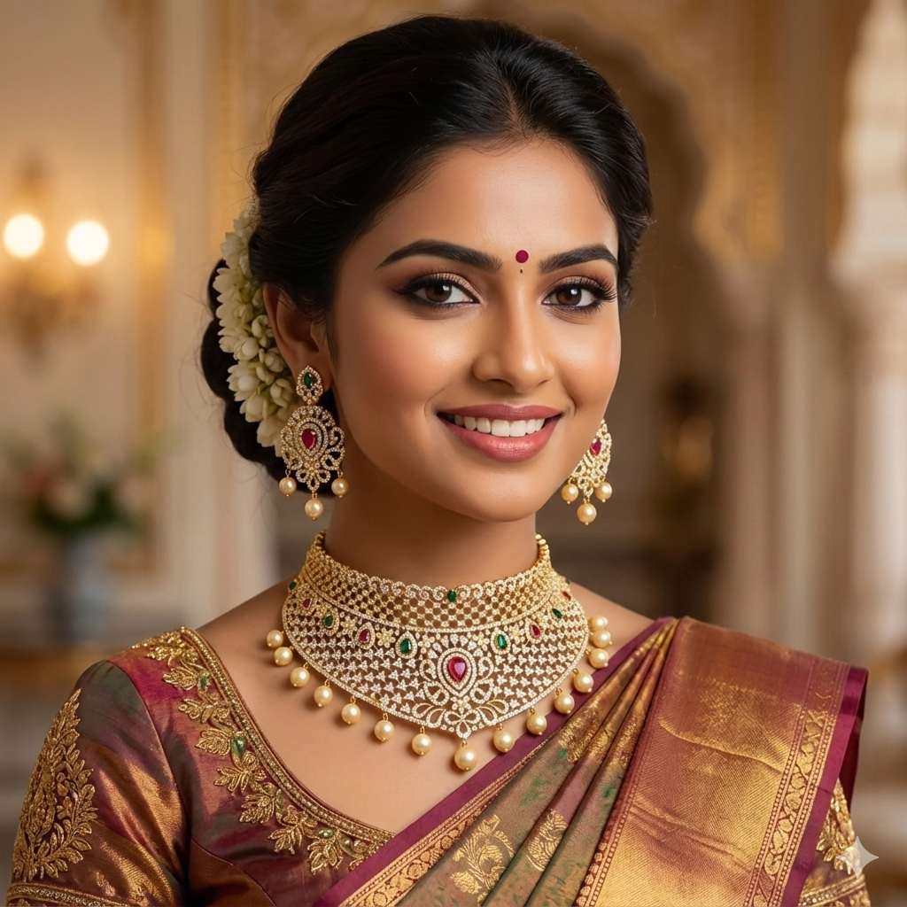 Designer Gold Zirconia Choker Set