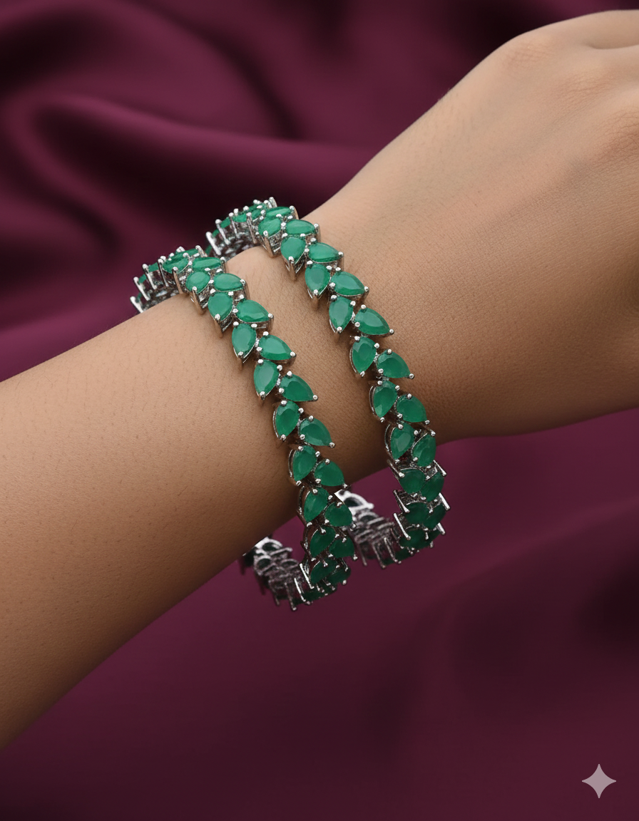 Designer Zirconia Green Bangles