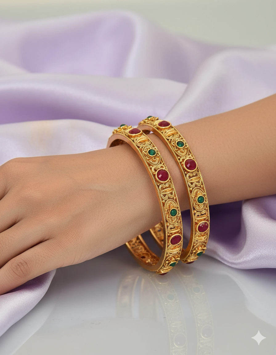 Designer Matt Kempu Stone Bangles