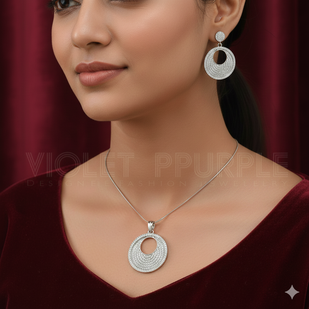 Dazzling White Zircon Pendant Set