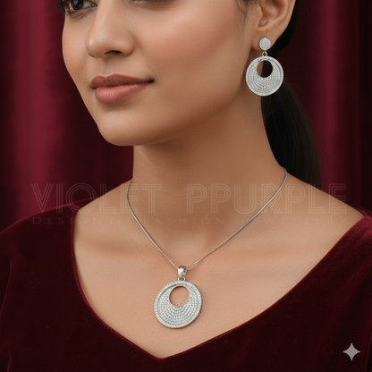 Dazzling White Zircon Pendant Set