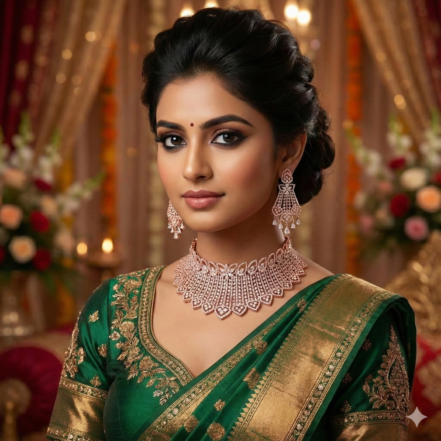 Designer Rose Gold Zirconia Choker Set