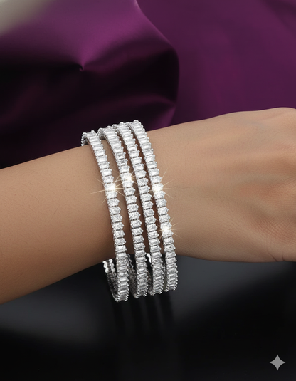Designer Zirconia Rhodhium Plated Bangles