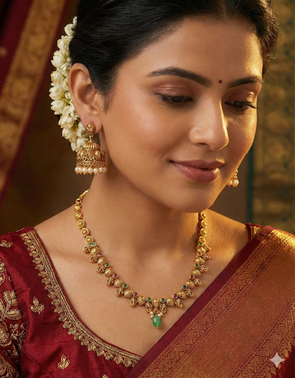 Designer Zirconia Elegant Kempu Necklace Set