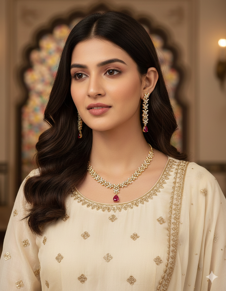 Designer Zirconia Crystal Elegance Necklace Set