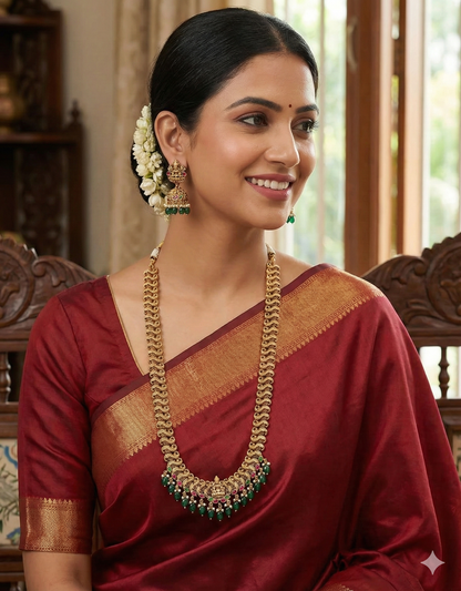 Designer Matt Kempu Lakshmi Devi Long Haaram Set