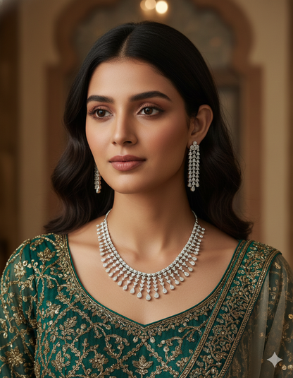 Designer Zirconia Crystal Elegance Necklace Set