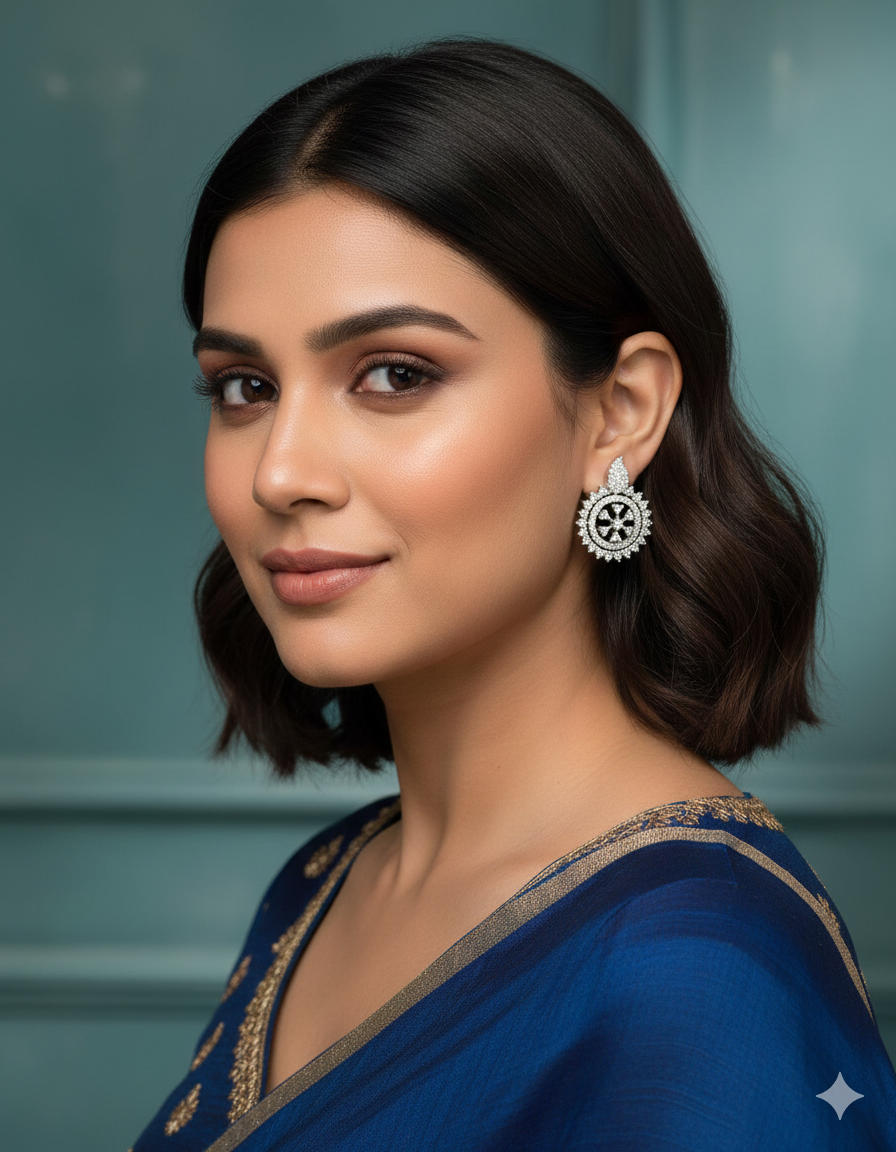 Designer Zirconia Floral Stud Earrings