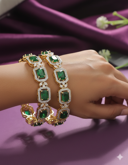Designer Zirconia Emerald Radiance Bangle