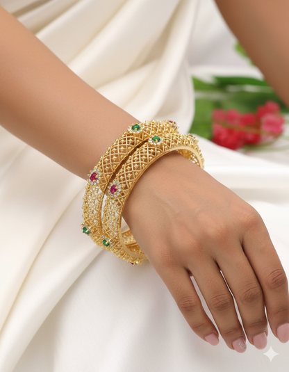 Designer Zirconia Gold Plated Bangles