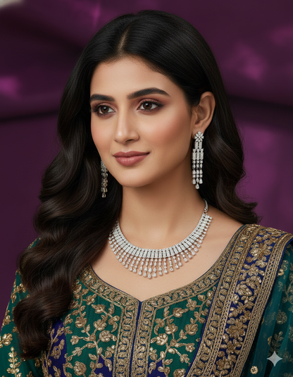 Designer Zirconia Crystal Elegance Necklace Set