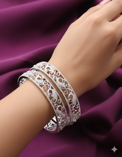 Designer Zirconia Peacock Rani Pink Bangles