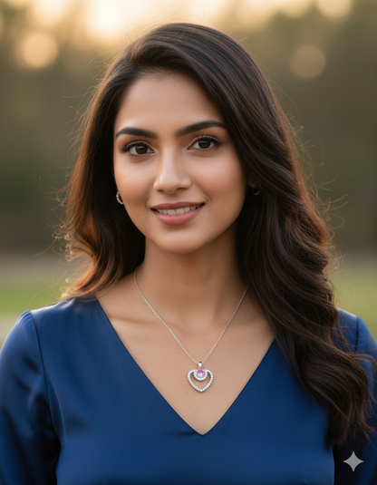 Swarovski Crystal Amethyst Spark Heart Chain Pendant