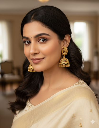 Designer Matt Kempu peacock Jhumka Earrings