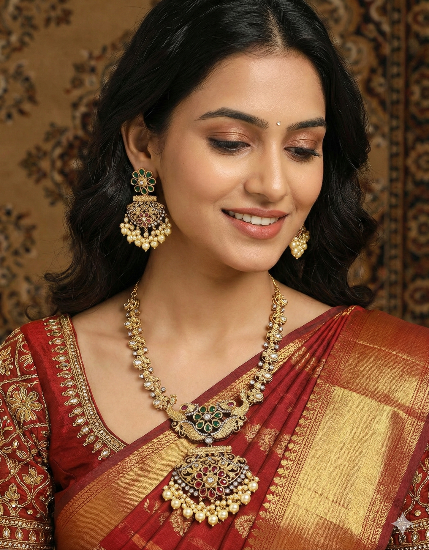 Zirconia Gold Victorian Necklace Set