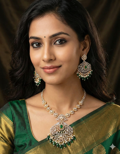 Designer GJ Polish Zirconia Necklace Set